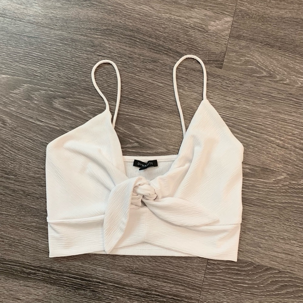 White Front Tie Crop Top